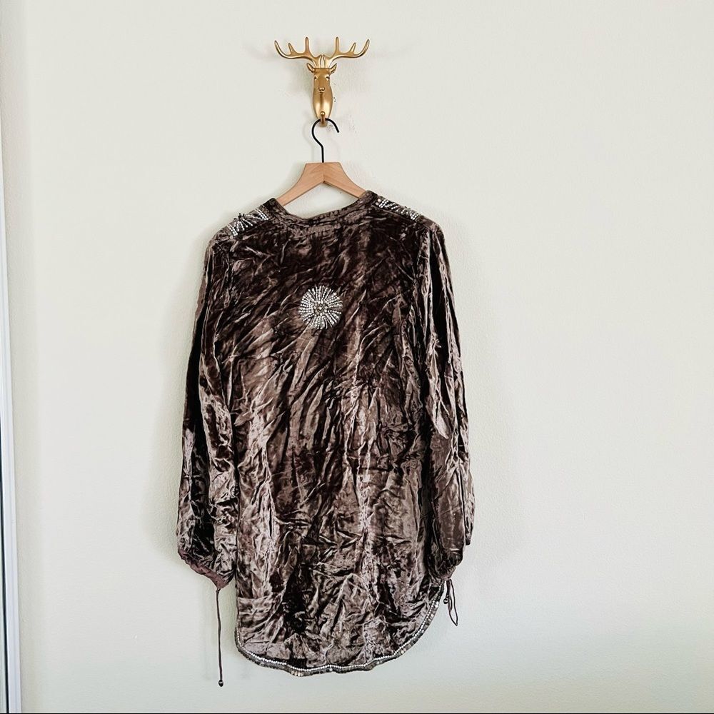 Tashia london V Neck Silk Brown Tunic Top Size Large - Picture 7 of 9